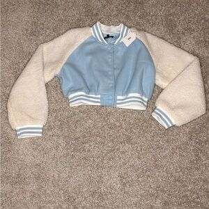 A Girl Thing Blue and Cream Cropped Jacket